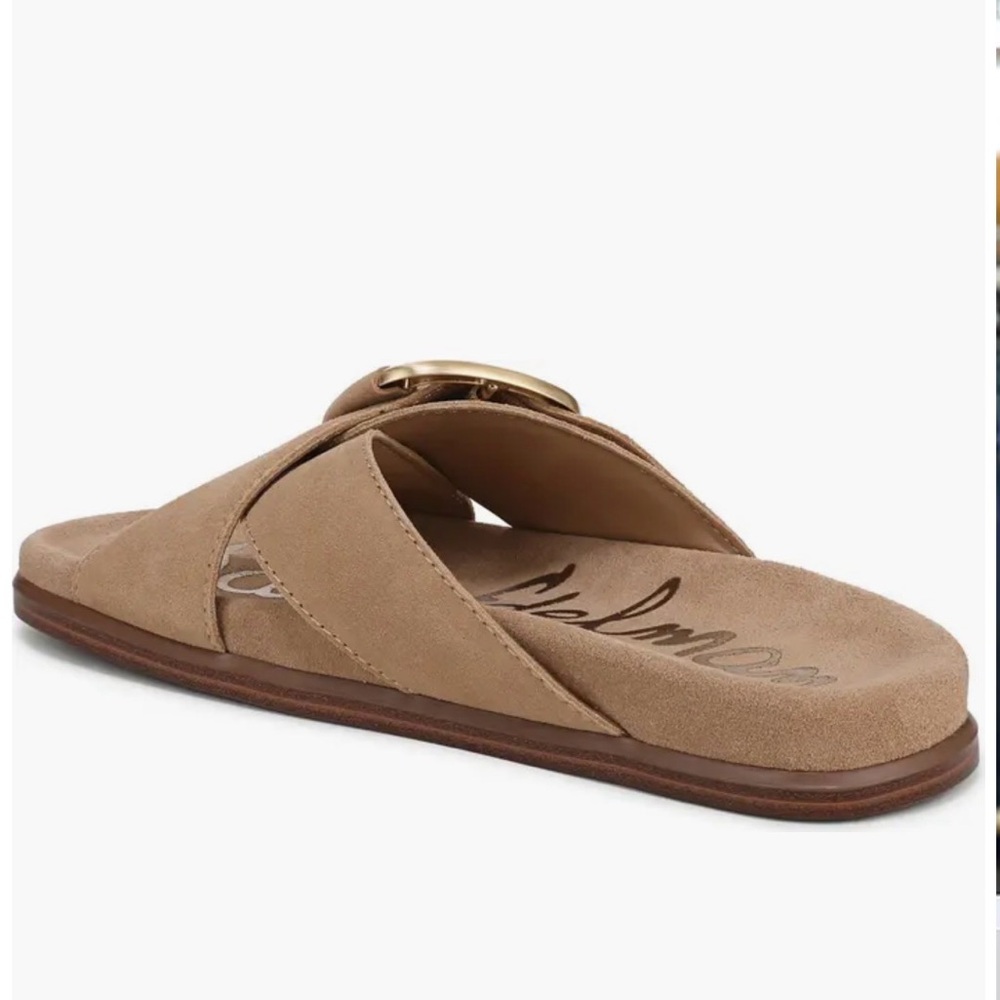 Sam Edelman Darla Slide Sandal with Gold Buckle Accent - Picture 2 of 4
